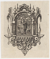 TvB G 2760 recto
<br/>
figuur in ornament
<br/>
<em>Sichem, Christoffel van (II) (ca. 1581-1658)</em>